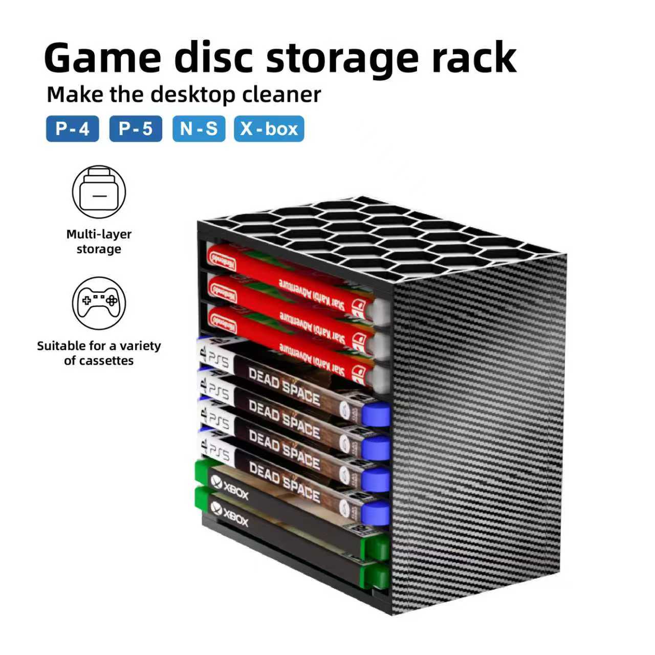 Gaming Console Organizer - Многоуровневая подставка для игровых картриджей, настольный
